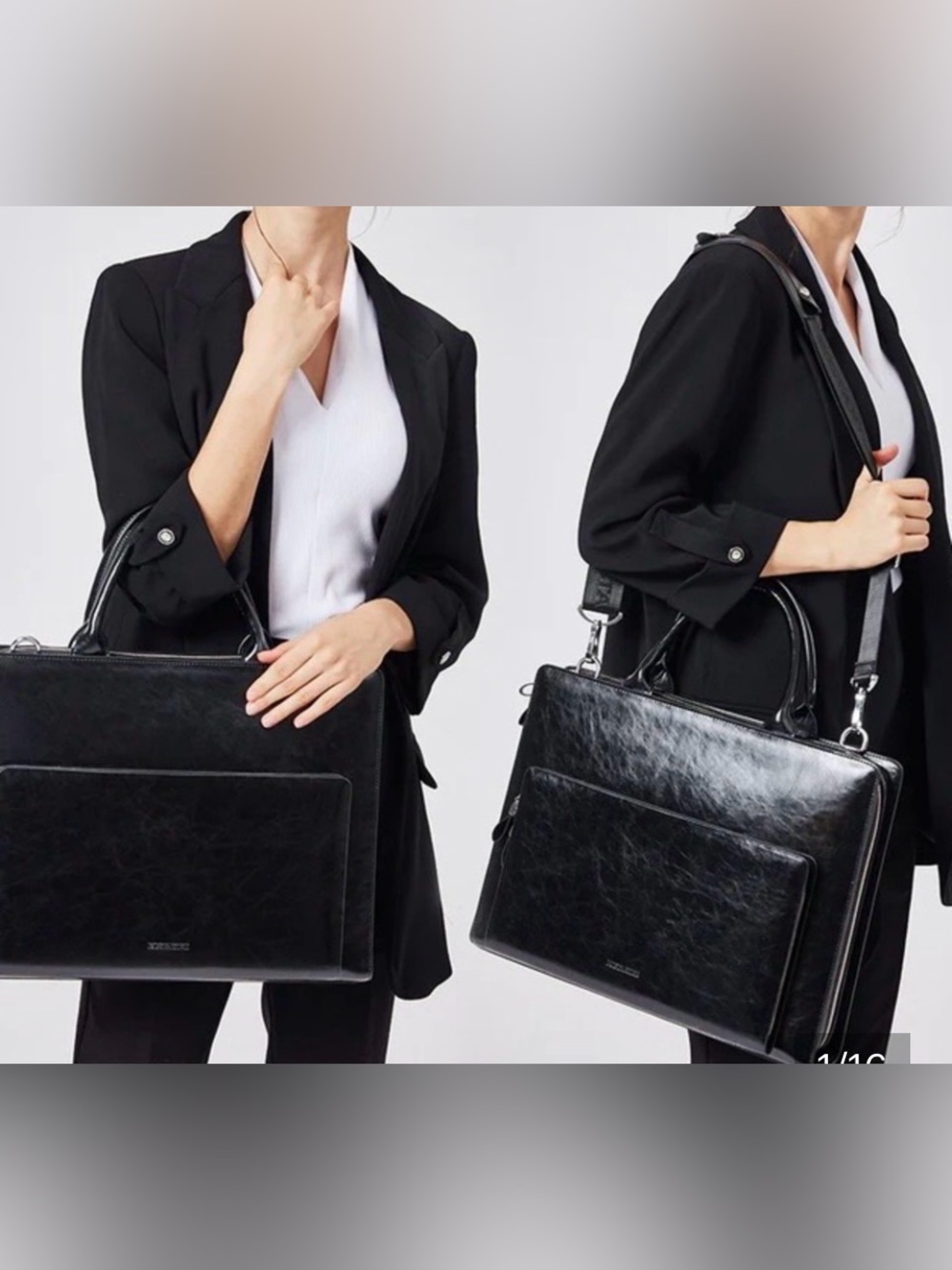 Bostanten Carol Women's Black Leather Briefcase — Capable